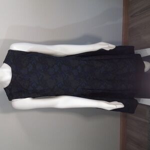 Carmen Marc Valvo Black/Blue Sleeveless Cocktail/Party Dress, Size 10.